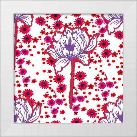 20-66 Flower Drops White Modern Wood Framed Art Print by HUE and MI and Sangita