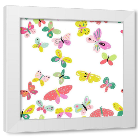 Spring Flutter Tile White Modern Wood Framed Art Print by HUE and MI and Sangita