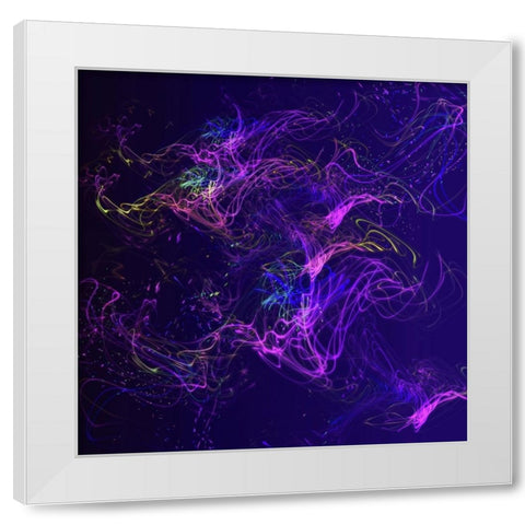 Galaxies Magenta Lights on Purple White Modern Wood Framed Art Print by Jenny Rainbow Fine Art