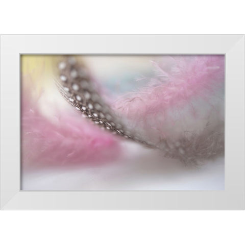 Angels Flight Series Nightingales Trill White Modern Wood Framed Art Print by Jenny Rainbow Fine Art