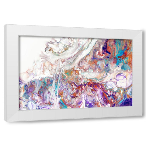 Fluid Acrylic Oriental Treasures White Modern Wood Framed Art Print by Jenny Rainbow Fine Art
