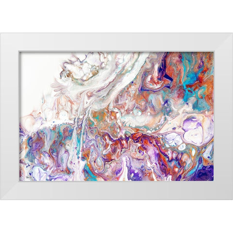 Fluid Acrylic Oriental Treasures White Modern Wood Framed Art Print by Jenny Rainbow Fine Art