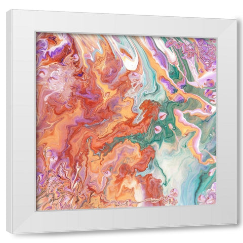 Fluid Acrylic Persian Spring White Modern Wood Framed Art Print by Jenny Rainbow Fine Art