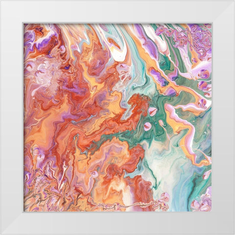 Fluid Acrylic Persian Spring White Modern Wood Framed Art Print by Jenny Rainbow Fine Art