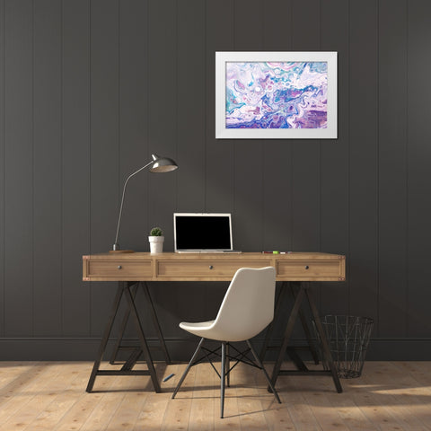 Fluid Acrylic Underwater Worlds 1 White Modern Wood Framed Art Print by Jenny Rainbow Fine Art