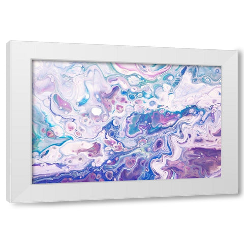 Fluid Acrylic Underwater Worlds 1 White Modern Wood Framed Art Print by Jenny Rainbow Fine Art