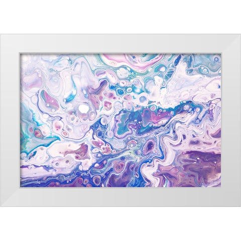 Fluid Acrylic Underwater Worlds 1 White Modern Wood Framed Art Print by Jenny Rainbow Fine Art