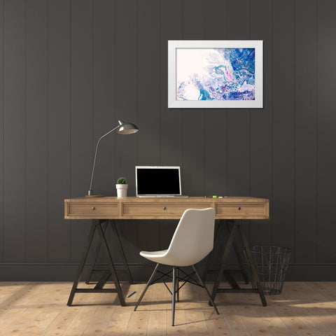 Fluid Acrylic Underwater Worlds 2 White Modern Wood Framed Art Print by Jenny Rainbow Fine Art