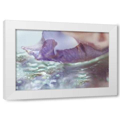 Morning Diamonds Iris Macro 2 White Modern Wood Framed Art Print by Jenny Rainbow Fine Art