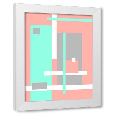 Digital Art Pastel Geometric Abstract White Modern Wood Framed Art Print by Jenny Rainbow Fine Art
