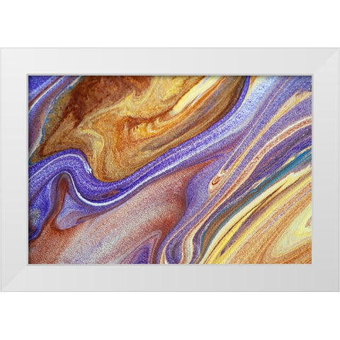 Fluid Acrylic Elusive Goal White Modern Wood Framed Art Print by Jenny Rainbow Fine Art
