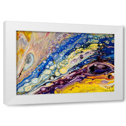 Fluid Acrylic Iridescent Reality 2 White Modern Wood Framed Art Print by Jenny Rainbow Fine Art