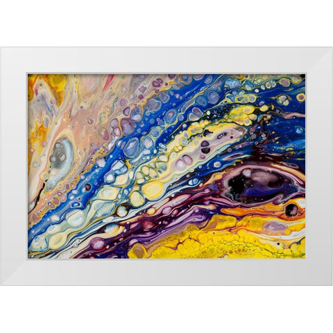 Fluid Acrylic Iridescent Reality 2 White Modern Wood Framed Art Print by Jenny Rainbow Fine Art