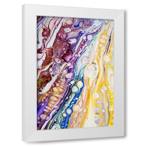 Fluid Acrylic Iridescent Reality 3 White Modern Wood Framed Art Print by Jenny Rainbow Fine Art