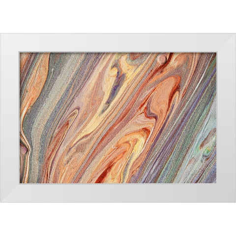 Fluid Acrylic Multicolored Flows White Modern Wood Framed Art Print by Jenny Rainbow Fine Art