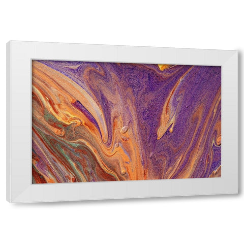 Fluid Acrylic Purple Vibrations White Modern Wood Framed Art Print by Jenny Rainbow Fine Art