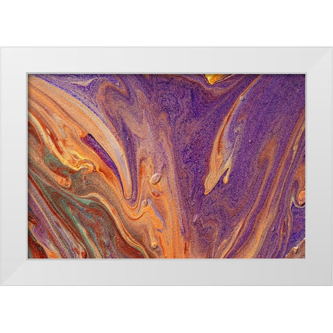 Fluid Acrylic Purple Vibrations White Modern Wood Framed Art Print by Jenny Rainbow Fine Art