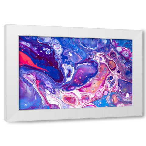 Fluid Acrylic Winter Delight 4 White Modern Wood Framed Art Print by Jenny Rainbow Fine Art