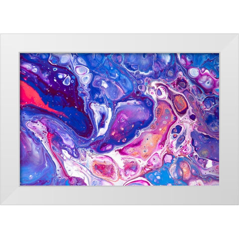 Fluid Acrylic Winter Delight 4 White Modern Wood Framed Art Print by Jenny Rainbow Fine Art