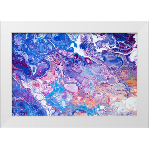 Fluid Acrylic Winter Delight 5 White Modern Wood Framed Art Print by Jenny Rainbow Fine Art