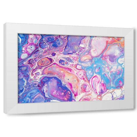 Fluid Acrylic Winter Delight 9 White Modern Wood Framed Art Print by Jenny Rainbow Fine Art