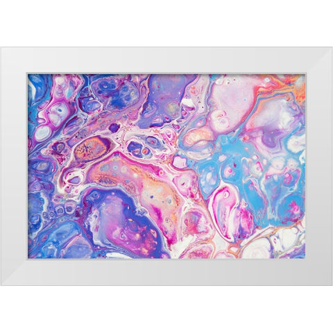 Fluid Acrylic Winter Delight 9 White Modern Wood Framed Art Print by Jenny Rainbow Fine Art