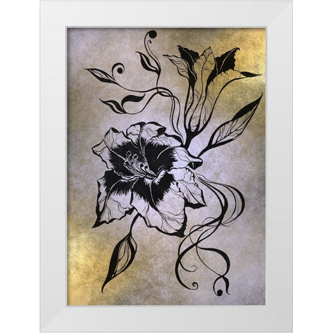 Ink Drawing Lily Elegance White Modern Wood Framed Art Print by Jenny Rainbow Fine Art