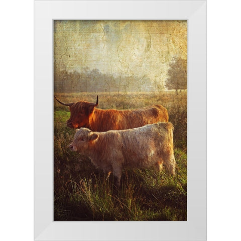 Highlanders White Modern Wood Framed Art Print by Jenny Rainbow Fine Art