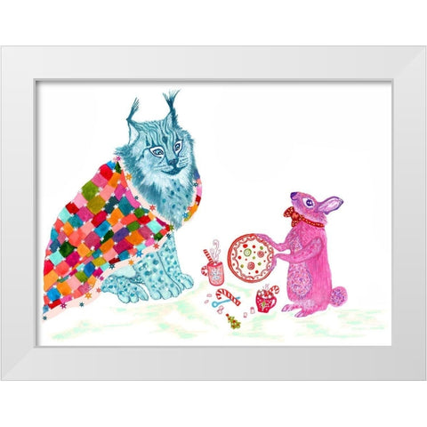 Jojo And Coco White Modern Wood Framed Art Print by Kwerki Studios