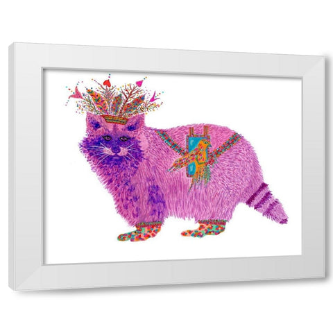 Fiora Raccoon Princess White Modern Wood Framed Art Print by Kwerki Studios