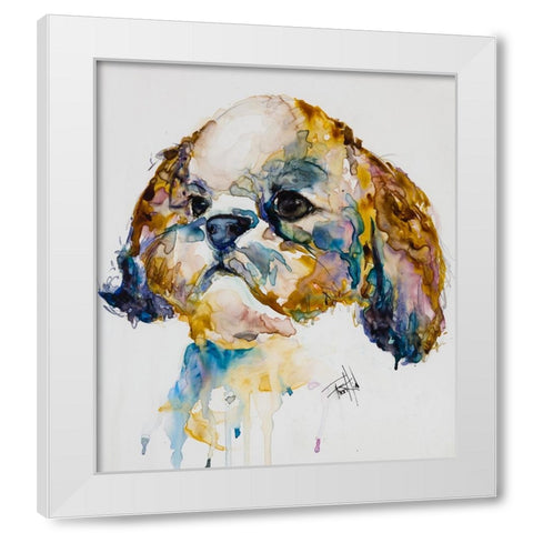 Shih Tzu White Modern Wood Framed Art Print by Art by Leslie Franklin