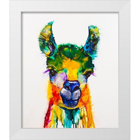 Llama-rama White Modern Wood Framed Art Print by Art by Leslie Franklin