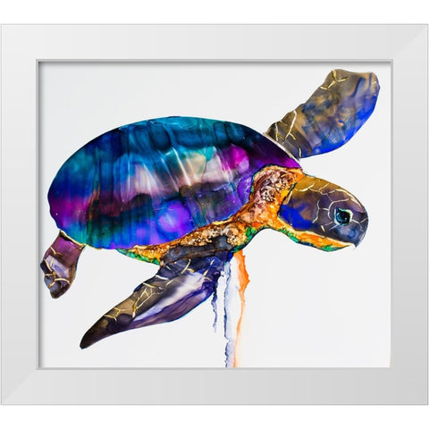Sea turtle White Modern Wood Framed Art Print by Art by Leslie Franklin