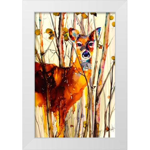 Oh Deer 2 White Modern Wood Framed Art Print by Art by Leslie Franklin