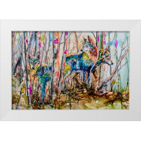 Three Shades of Grey White Modern Wood Framed Art Print by Art by Leslie Franklin