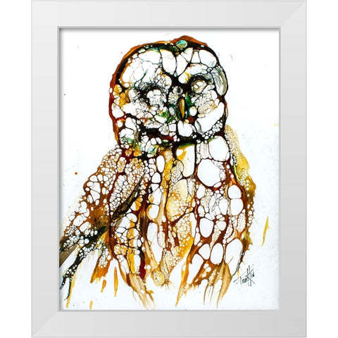 Cellular Series - Grey Owl White Modern Wood Framed Art Print by Art by Leslie Franklin