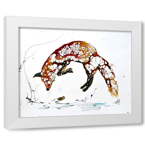 Cellular Series - Red Fox White Modern Wood Framed Art Print by Art by Leslie Franklin