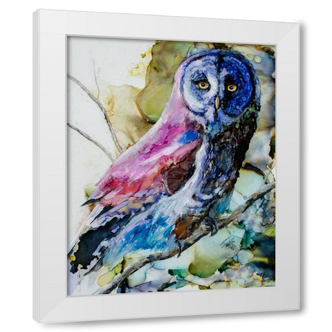 Im Owl Right White Modern Wood Framed Art Print by Art by Leslie Franklin