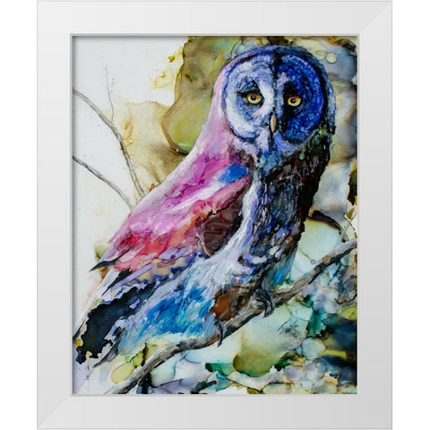 Im Owl Right White Modern Wood Framed Art Print by Art by Leslie Franklin