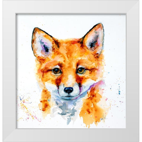 Nursery Fox White Modern Wood Framed Art Print by Art by Leslie Franklin