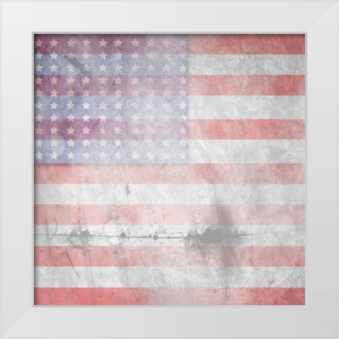 American Born Free Sign Collection V7 White Modern Wood Framed Art Print by LightBoxJournal