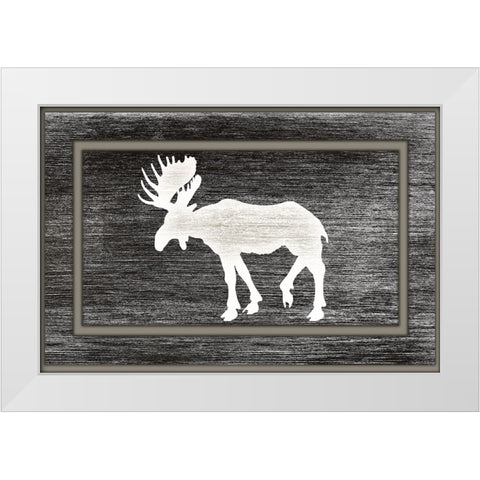 Good Night Moose2 Surface Pattern 12 White Modern Wood Framed Art Print by LightBoxJournal