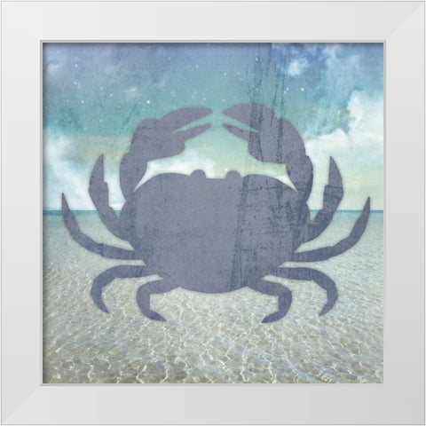 Signs_Crab White Modern Wood Framed Art Print by LightBoxJournal