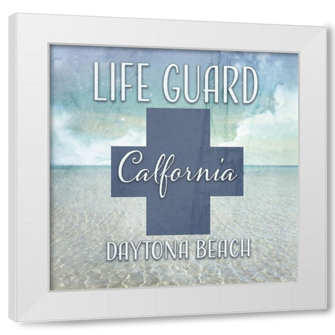 Signs_Icons_LifeGuard_Personalized White Modern Wood Framed Art Print by LightBoxJournal
