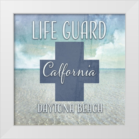 Signs_Icons_LifeGuard_Personalized White Modern Wood Framed Art Print by LightBoxJournal