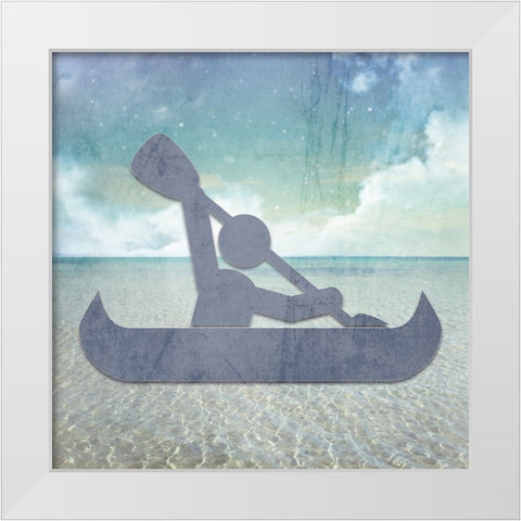 Signs_Kayak White Modern Wood Framed Art Print by LightBoxJournal