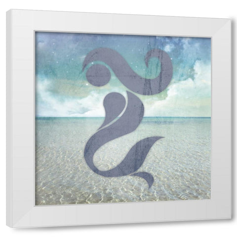 Signs_Mermaid White Modern Wood Framed Art Print by LightBoxJournal