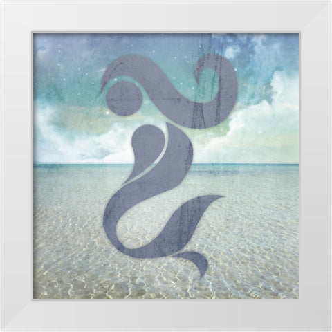Signs_Mermaid White Modern Wood Framed Art Print by LightBoxJournal