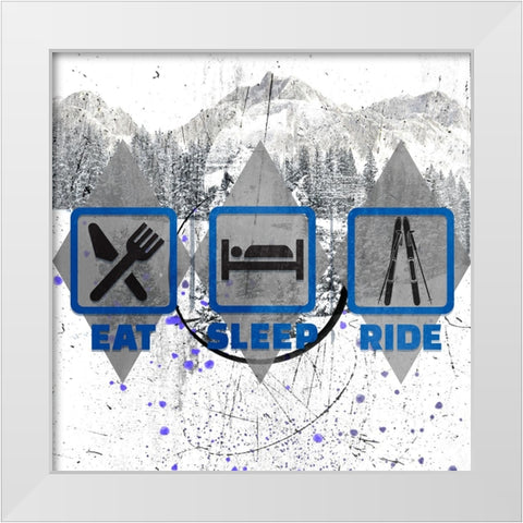 Extreme Eat-Sleep-Ride White Modern Wood Framed Art Print by LightBoxJournal