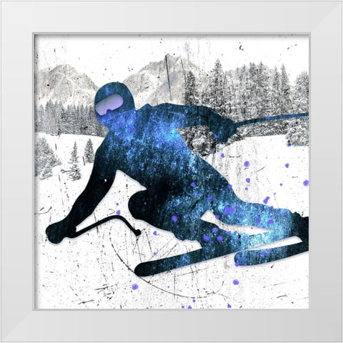Extreme Skier 06 White Modern Wood Framed Art Print by LightBoxJournal